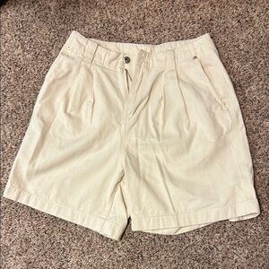 Vintage Style Pleated Shorts High Waist Casual Tan‎ Beige